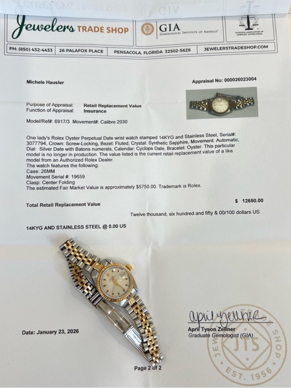 Rolex Two-Tone Gold and Silver Ladies Datejust Watch - Picture 4 of 10